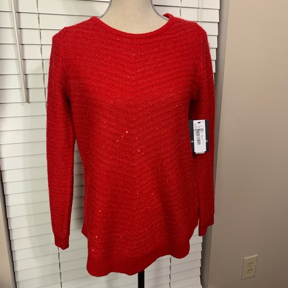 I.N. Studio Holly Holiday Red sequin sweater. NWT - Picture 4 of 8